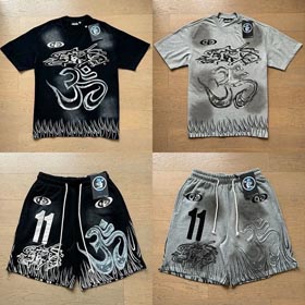 Hell Star Retro Old Fashion short-sleeved shorts suit-1636  